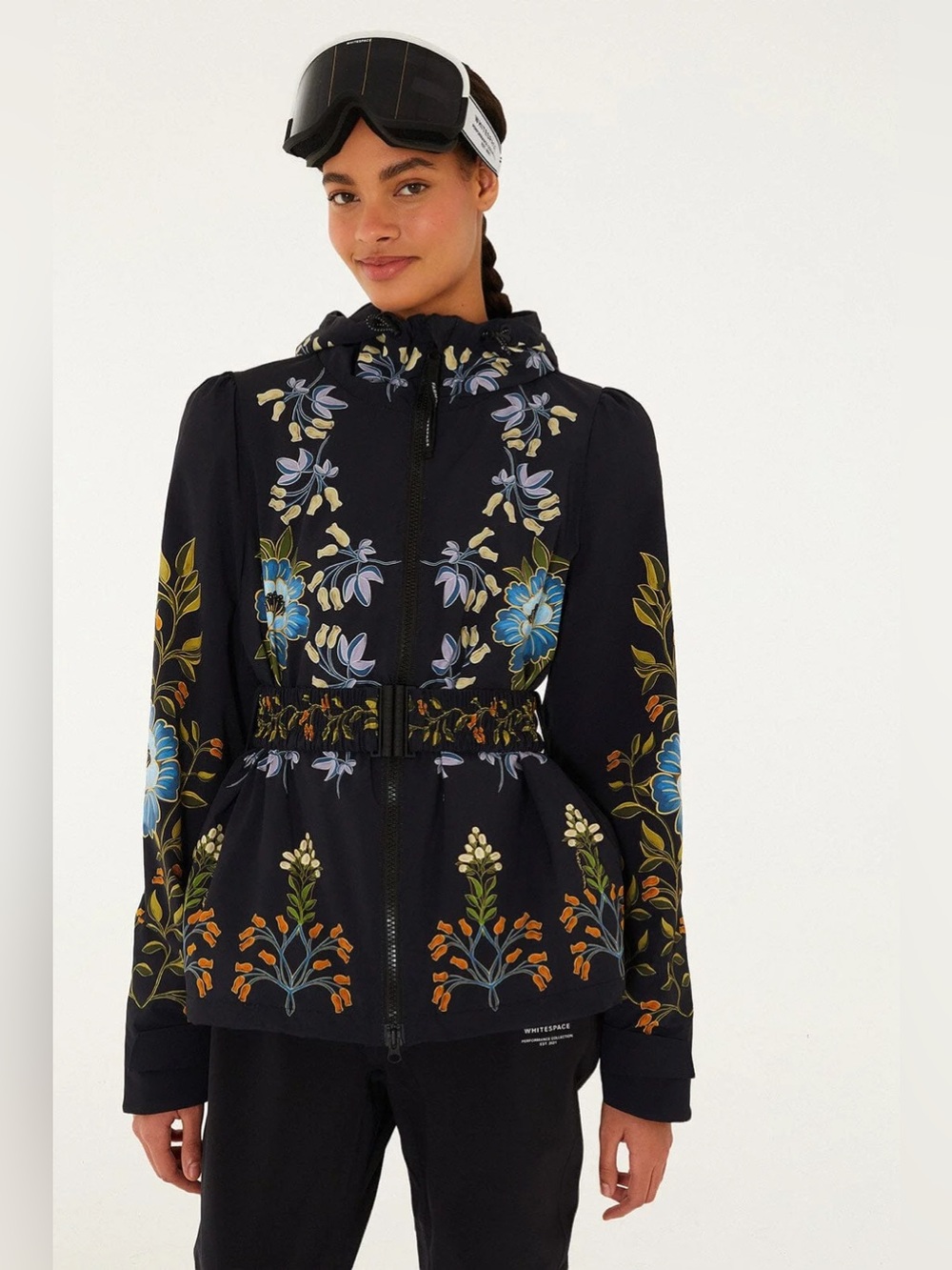 new Farm Rio x Whitespace black winter garden belted puffer ski jacket coat